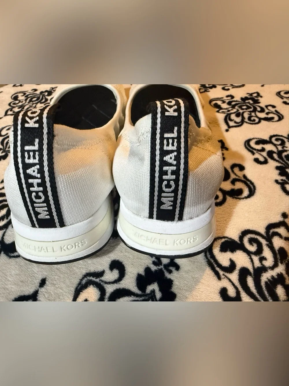 Michael Kors White Upton Ballet Slip-On Sneakers-logo at the heel (10-ladies) - Picture 1 of 12